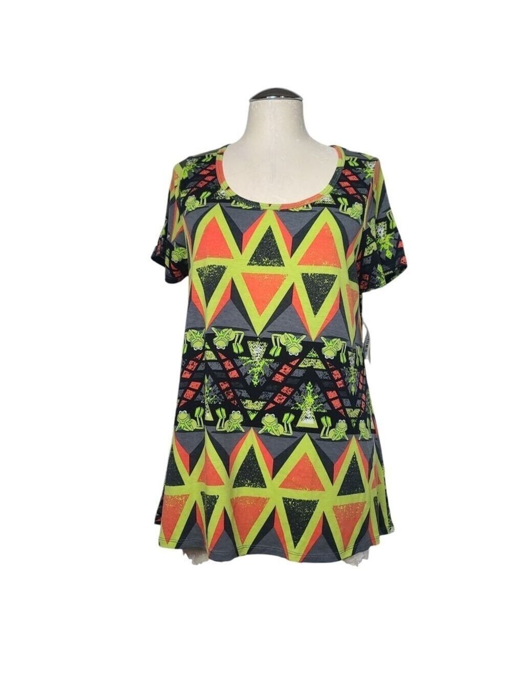 NWT LuLaRoe Disney The Muppets Kermit The Frog Green Orange Gray Black Classic T